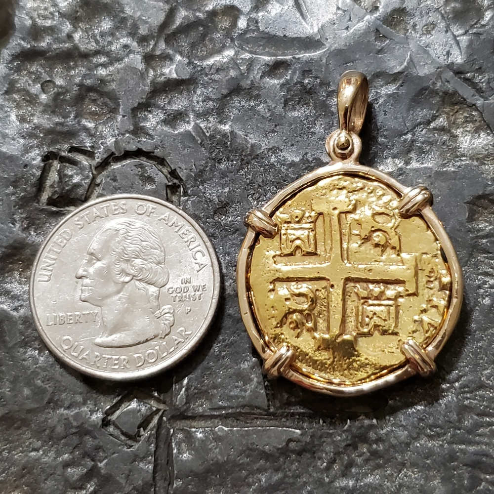 Solid 14kt gold Atocha coin